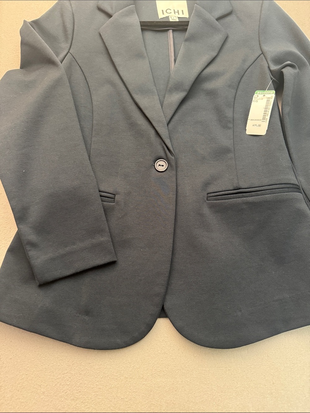 ICHI Women's Navy Blue Tailored Single-Button Blazer, size Sm - Picture 3 of 6